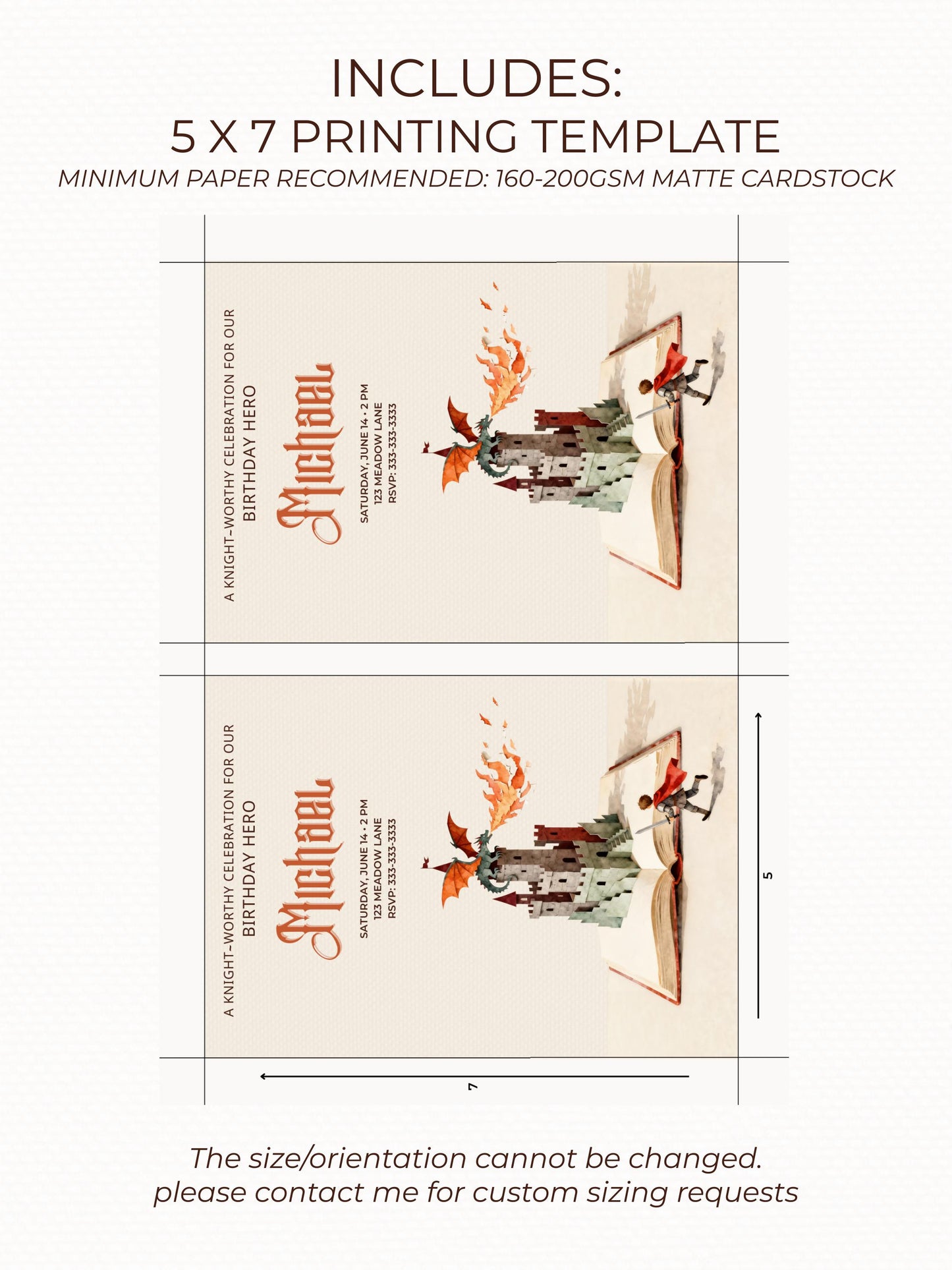 Printable Knight Birthday Party Invite for Kids - Custom Fantasy Storybook Castle Invitation (Instant Download Canva Template Evite)