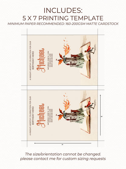 Printable Knight Birthday Party Invite for Kids - Custom Fantasy Storybook Castle Invitation (Instant Download Canva Template Evite)