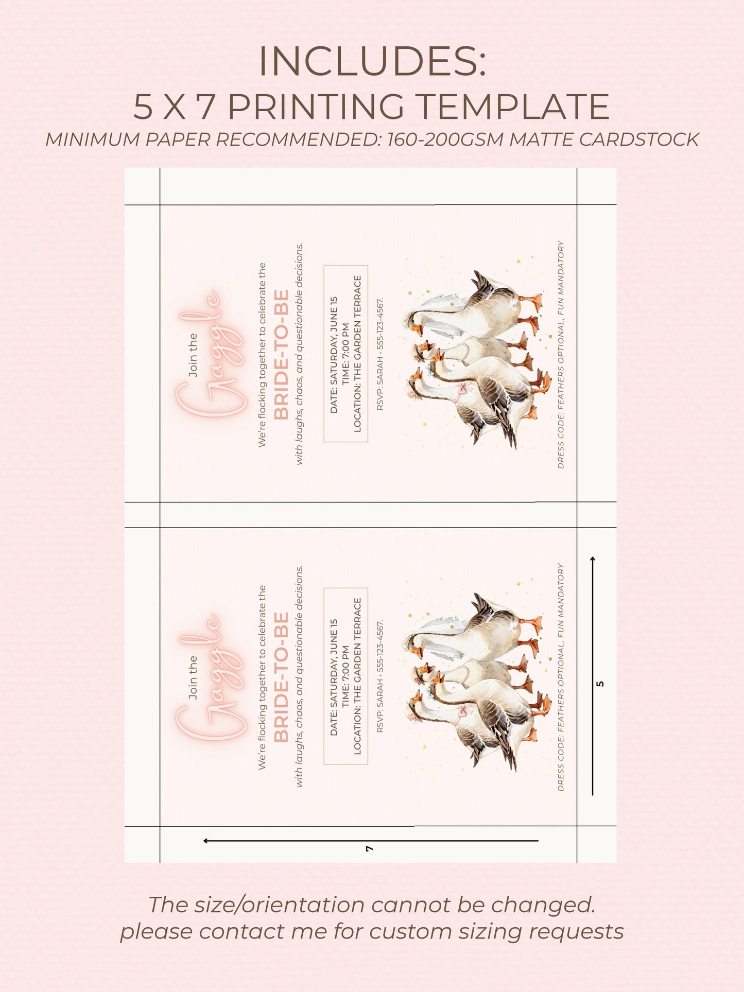 Funny Gaggle Geese Bachelorette Invitation - Hen Party Invite (Editable Instant Digital Download Canva Template) Bridal Shower Evite