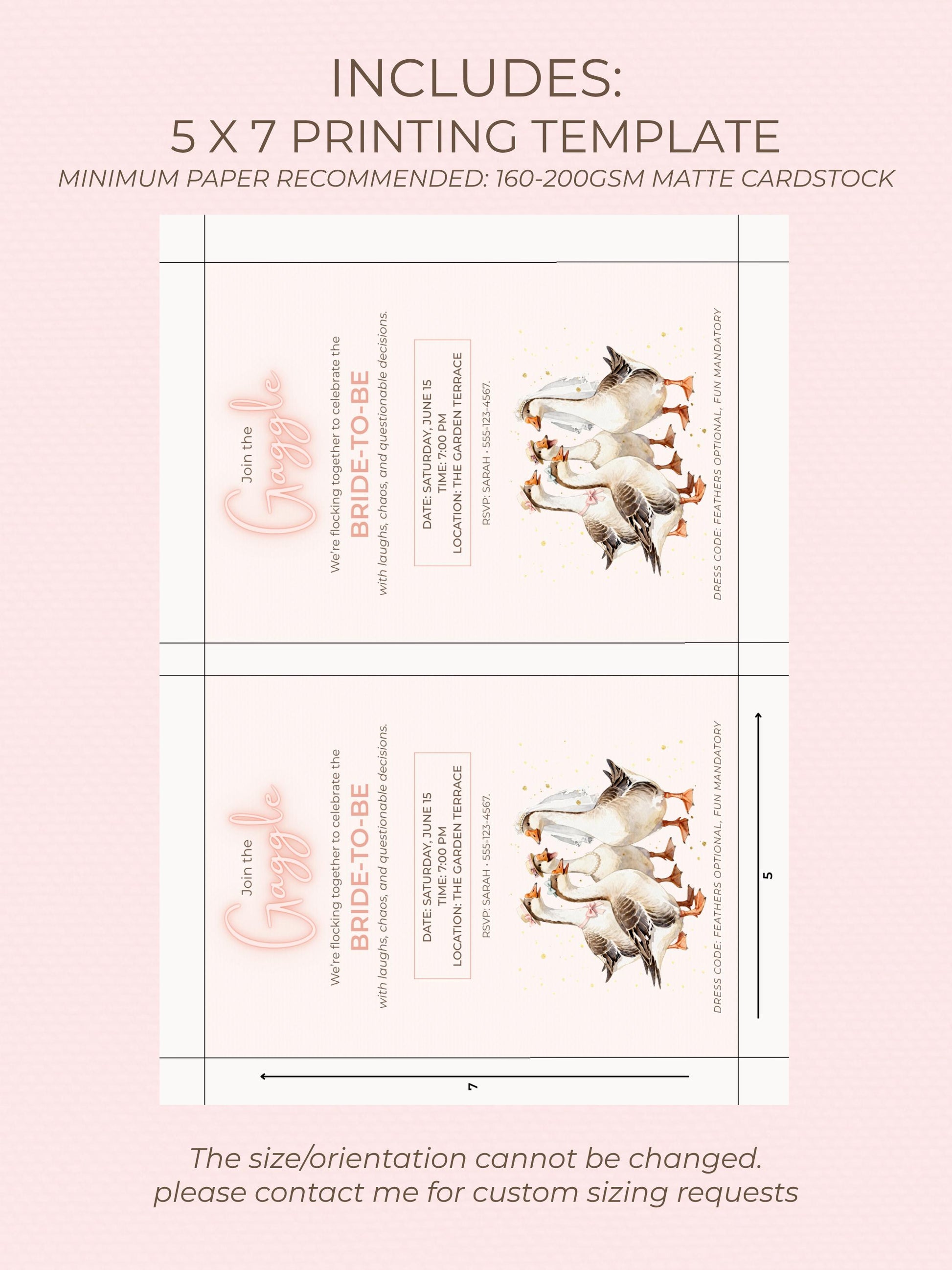 Funny Gaggle Geese Bachelorette Invitation - Hen Party Invite (Editable Instant Digital Download Canva Template) Bridal Shower Evite