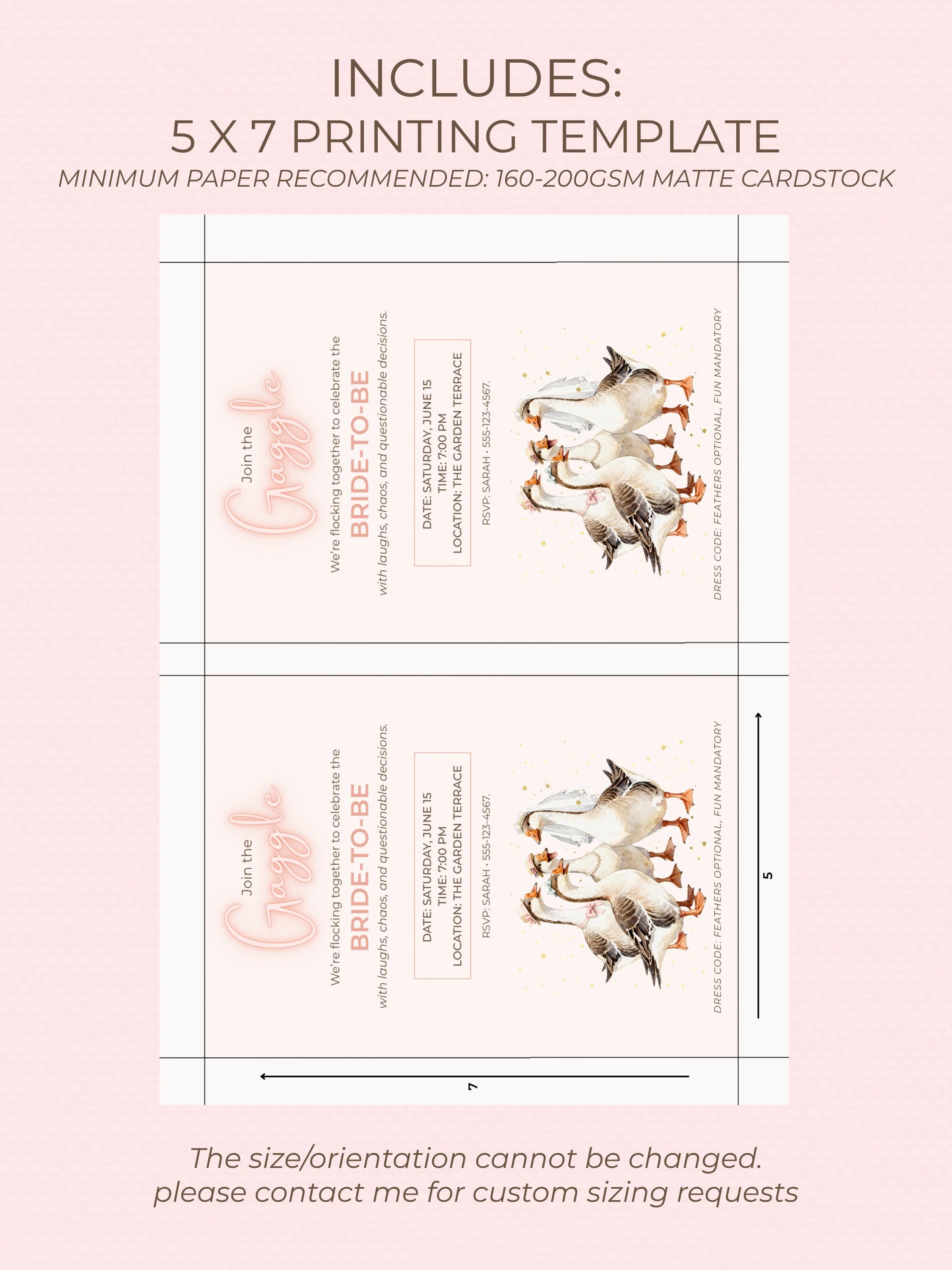 Funny Gaggle Geese Bachelorette Invitation - Hen Party Invite (Editable Instant Digital Download Canva Template) Bridal Shower Evite
