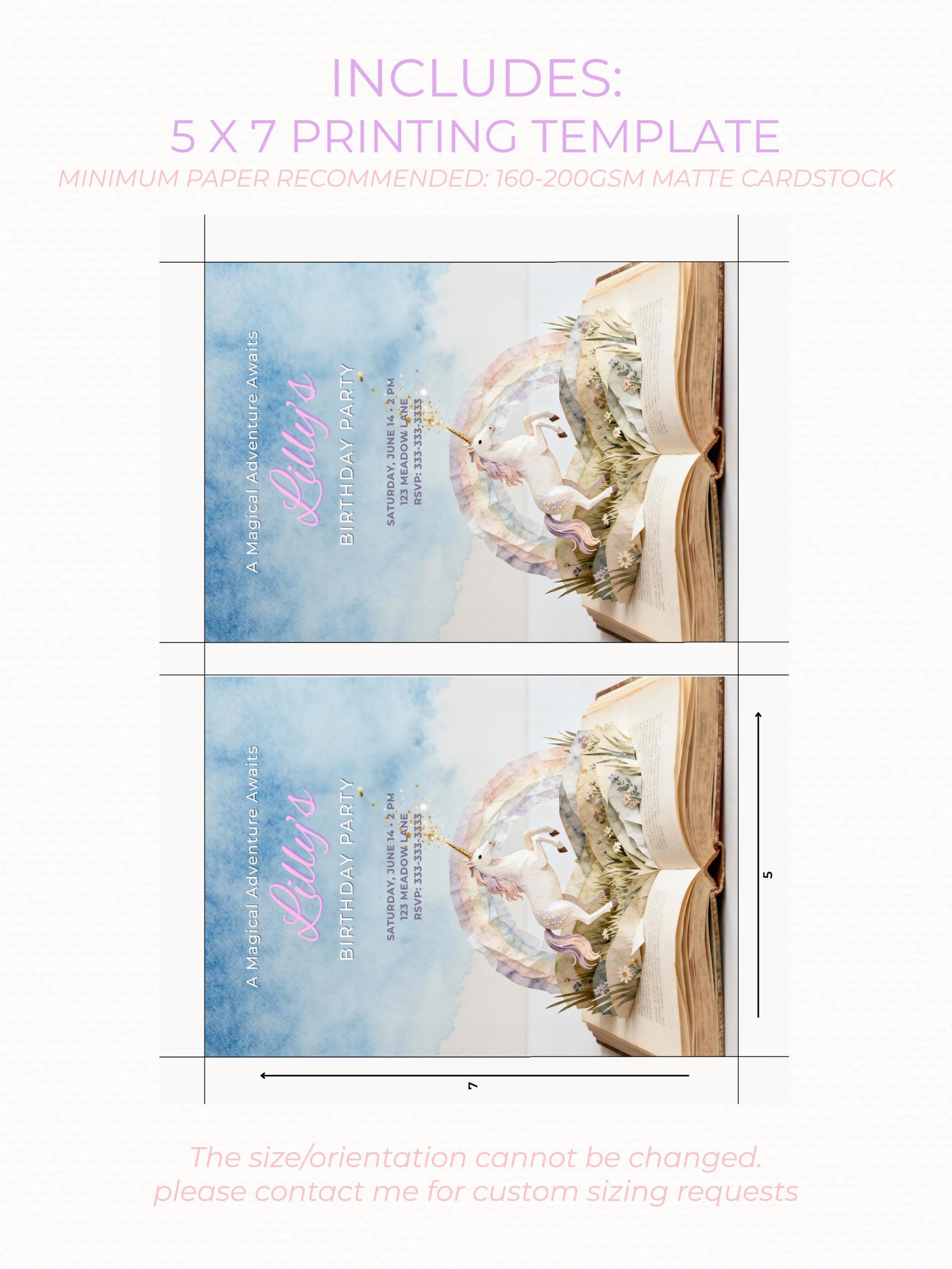 Printable Mermaid Birthday Invitation - Custom Storybook Magical Rainbow Party Invite (Instant Download Editable Canva Digital Evite)