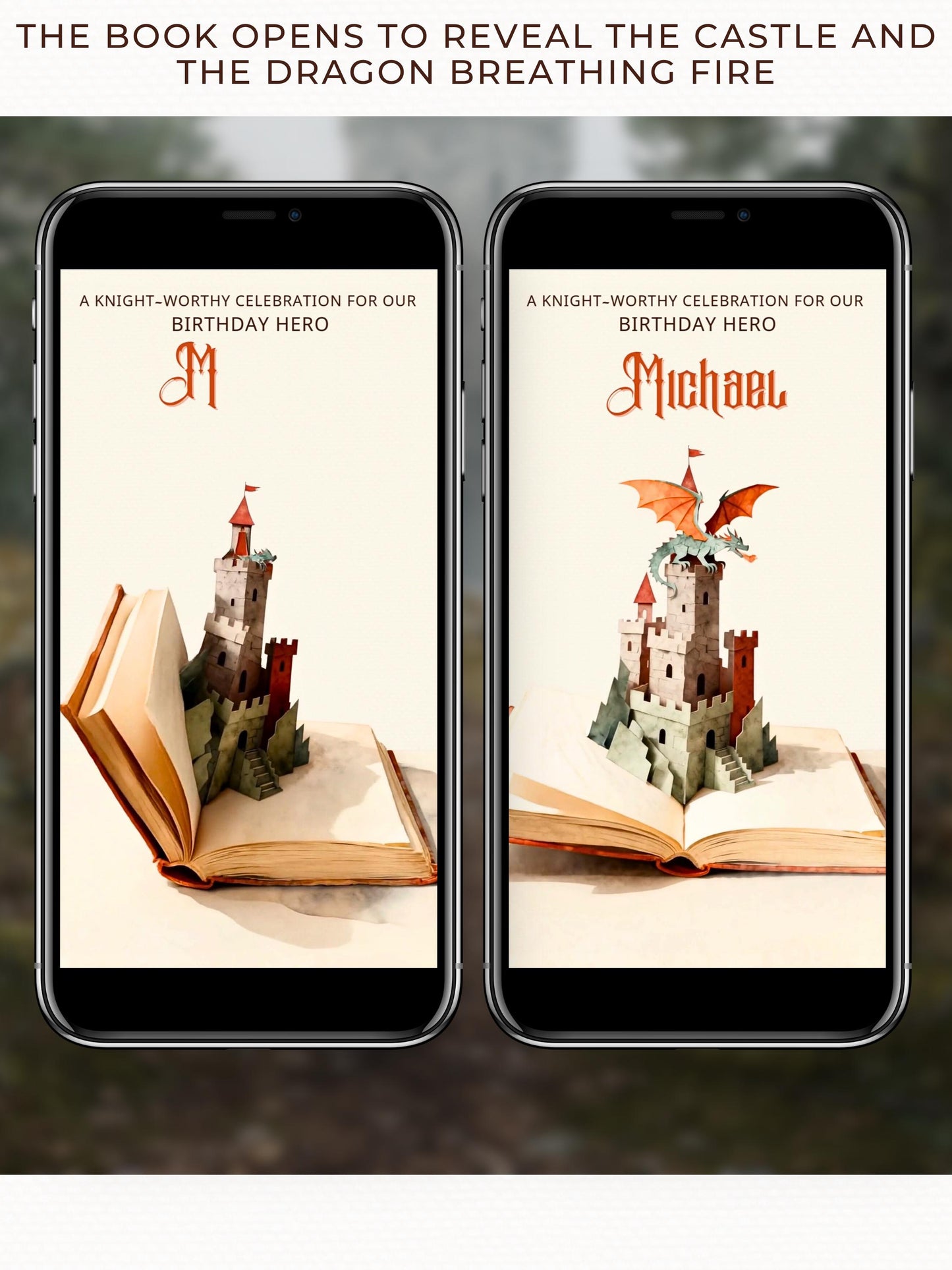 Knight Birthday Video Invite for Kids – Custom Fantasy Storybook Castle Pop-Up Invitation (Editable Instant Download Canva Template Evite)