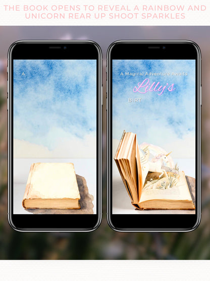 Animated Unicorn Birthday Evite - Custom Storybook Magical Rainbow Party Invitation (Instant Download Editable Canva Digital Invite)