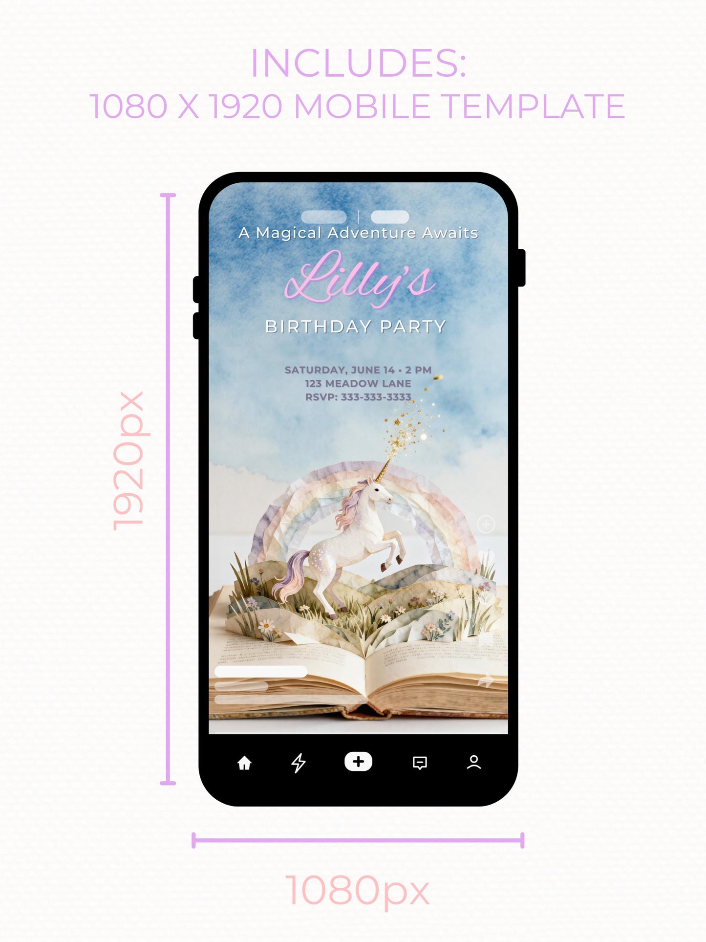 Printable Mermaid Birthday Invitation - Custom Storybook Magical Rainbow Party Invite (Instant Download Editable Canva Digital Evite)