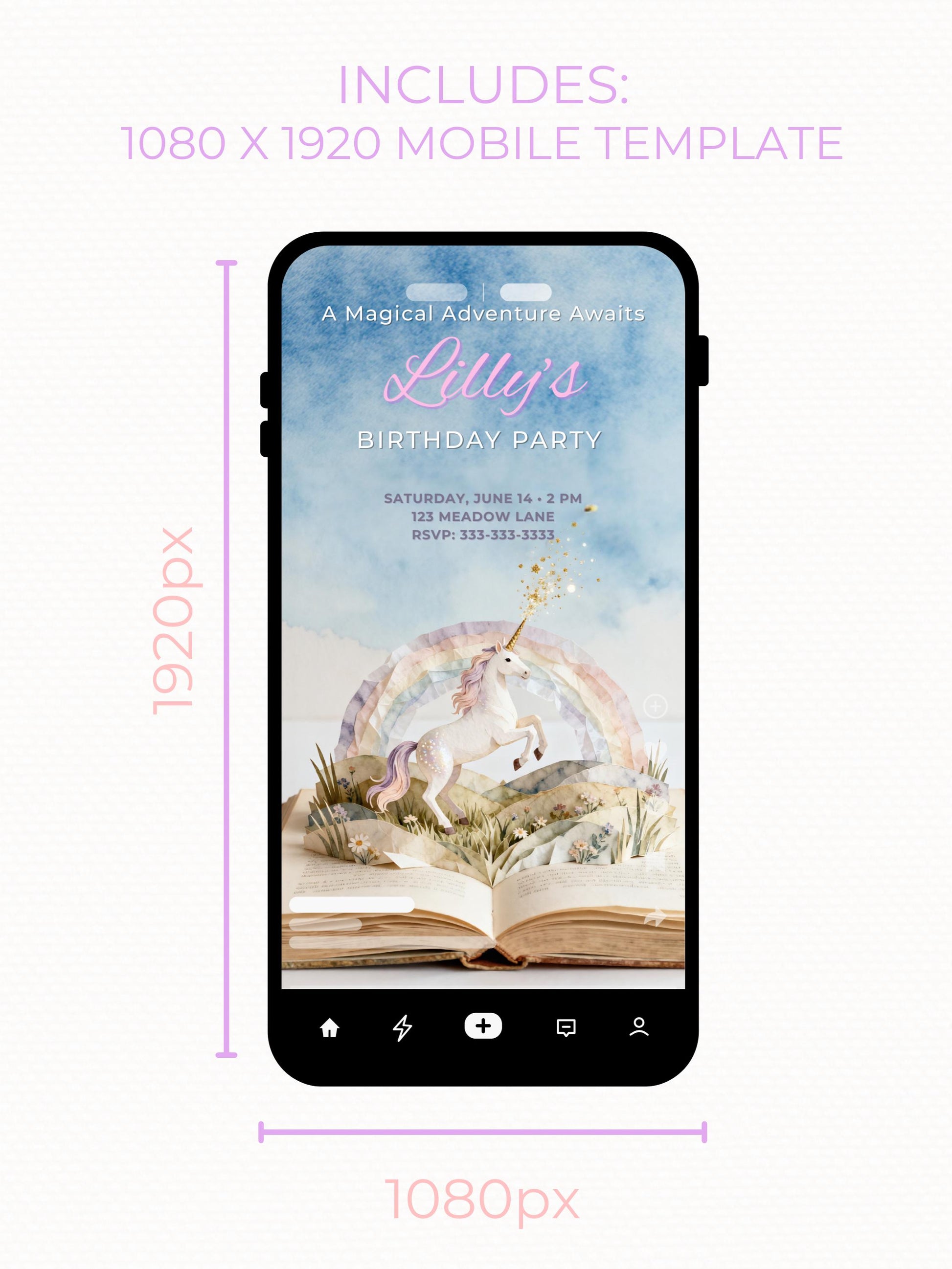 Printable Mermaid Birthday Invitation - Custom Storybook Magical Rainbow Party Invite (Instant Download Editable Canva Digital Evite)