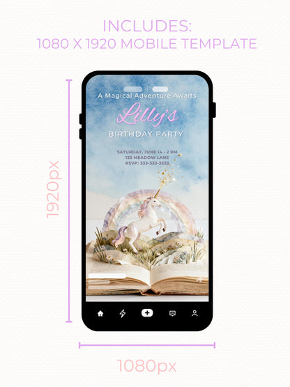 Printable Mermaid Birthday Invitation - Custom Storybook Magical Rainbow Party Invite (Instant Download Editable Canva Digital Evite)