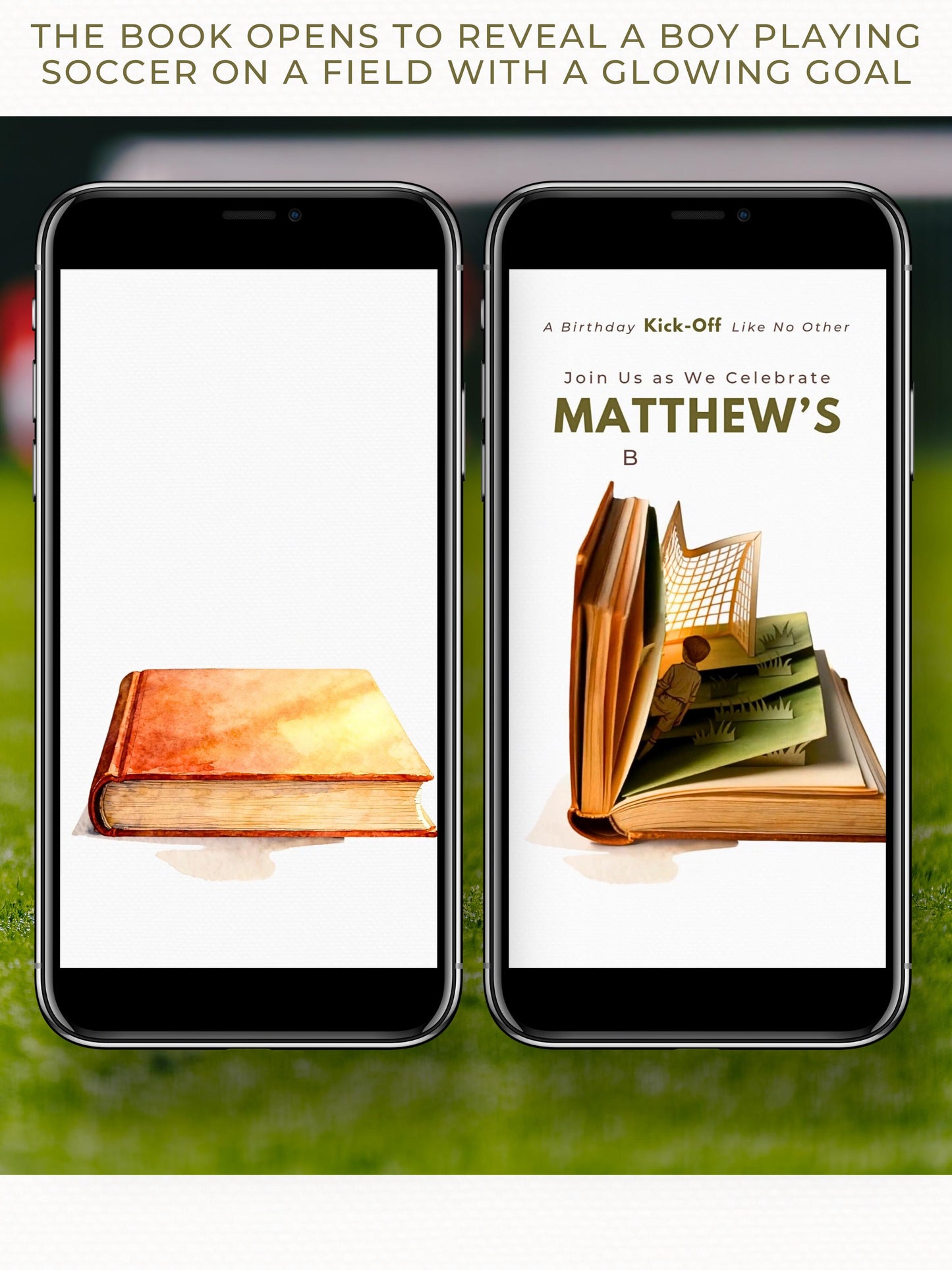 Animated Soccer Birthday Evite - Custom Storybook Football Party Invitation (Digital Instant Download Editable Canva Video Invite for Kids)