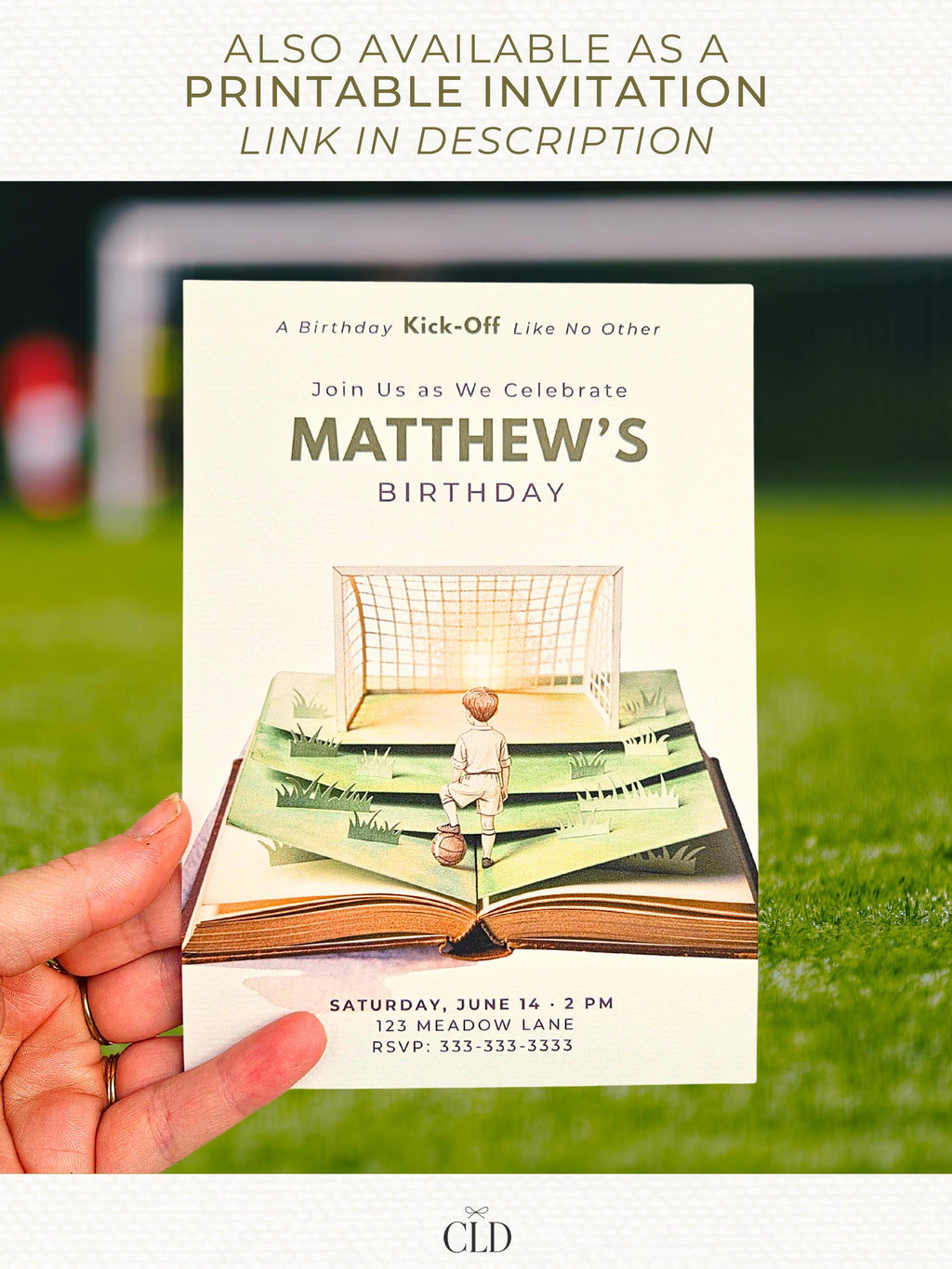 Animated Soccer Birthday Evite - Custom Storybook Football Party Invitation (Digital Instant Download Editable Canva Video Invite for Kids)