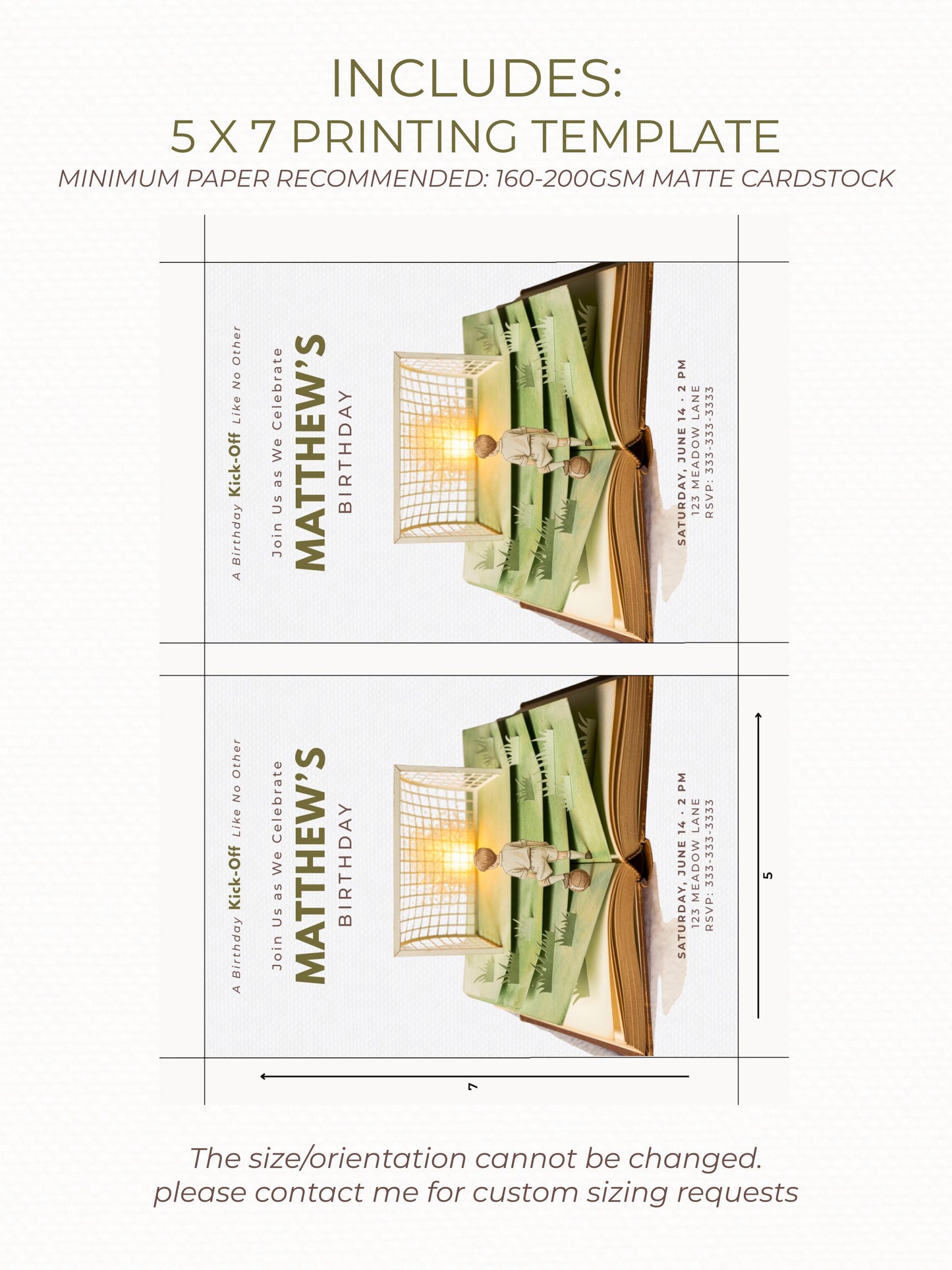 Printable Soccer Birthday Invitation - Custom Storybook Football Party Invite (Digital Instant Download Editable Canva Evite for Kids)