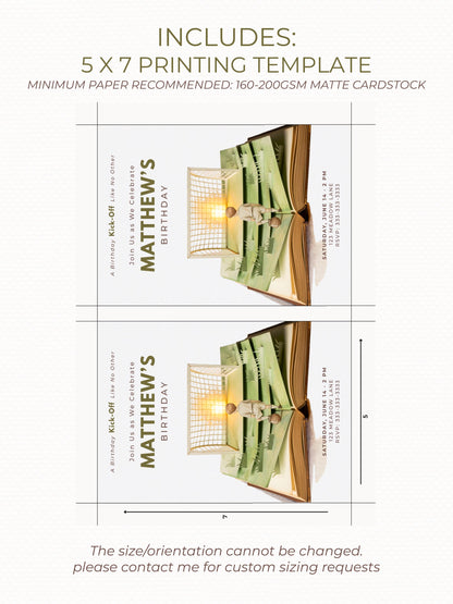 Printable Soccer Birthday Invitation - Custom Storybook Football Party Invite (Digital Instant Download Editable Canva Evite for Kids)