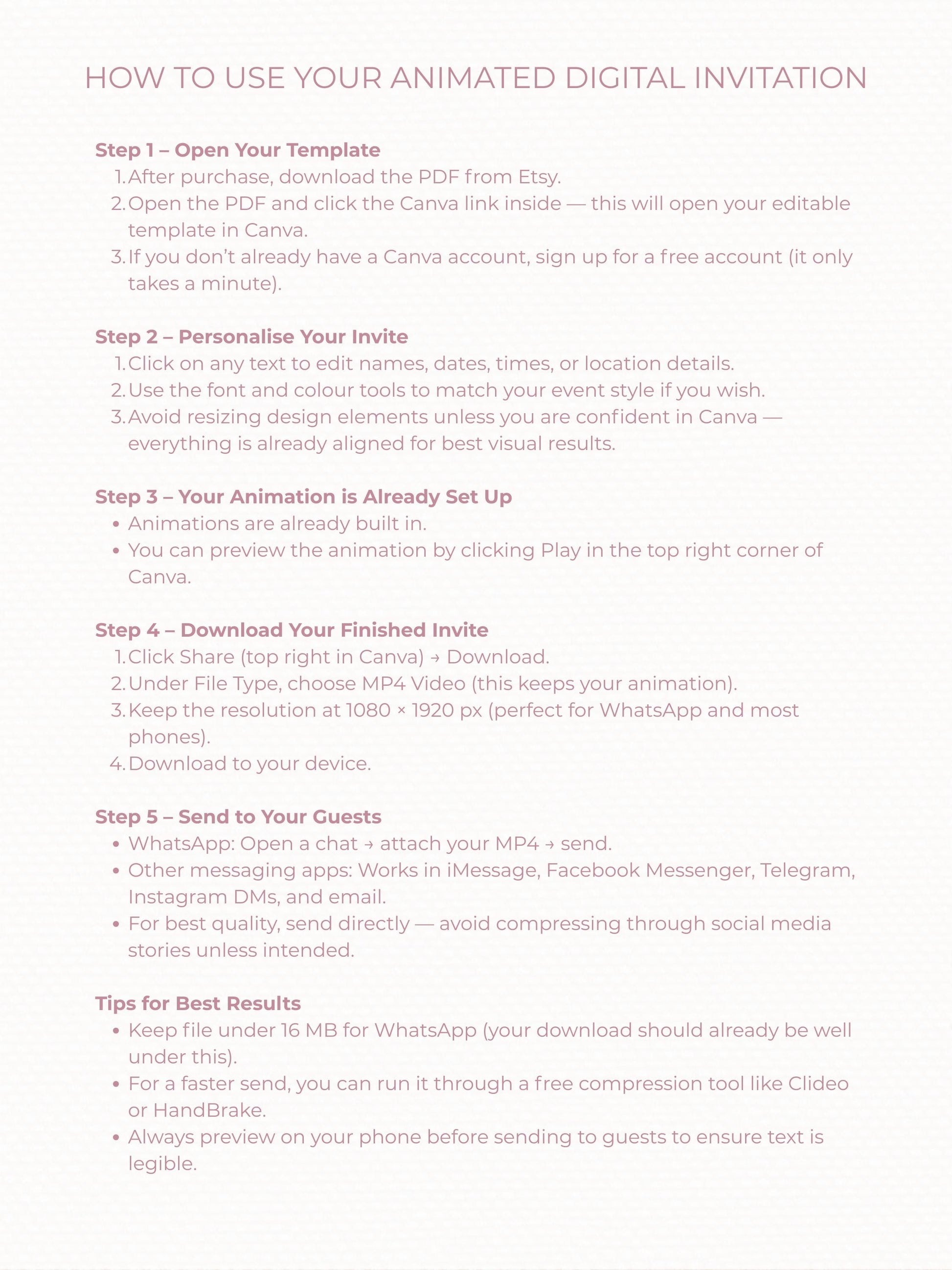 Animated Bouncy Castle Princess Birthday Evite - Custom Video Invitation - Girl Party Digital Invite (Instant Download Canva Template)