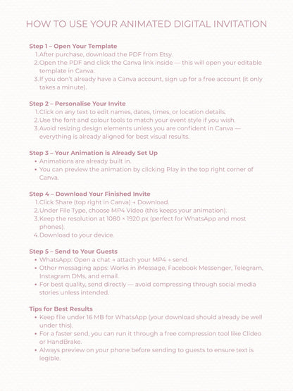 Animated Bouncy Castle Princess Birthday Evite - Custom Video Invitation - Girl Party Digital Invite (Instant Download Canva Template)