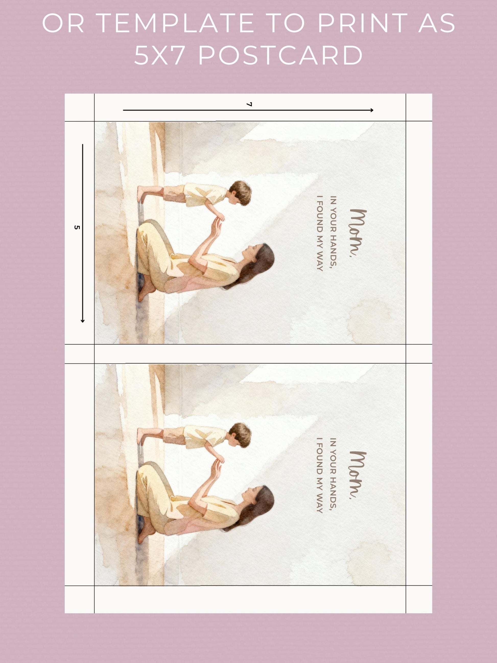 Mother’s Day Card - Printable & Digital Download - Boy + Girl Version (Instant Download Editable Canva Template) Foldable 5x7 + Postcard