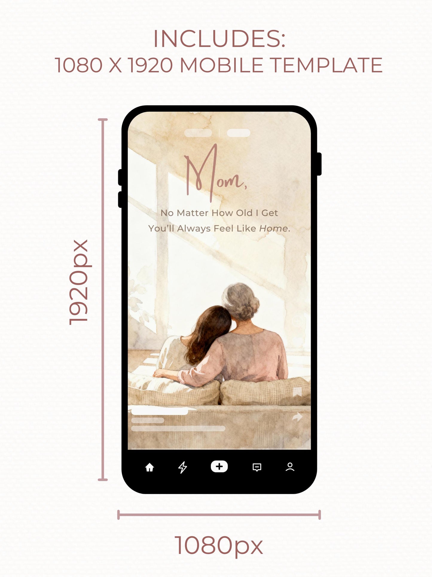 Mother’s Day Card Template for Mom - Older Son or Daughter Printable Folded Card + Digital Card (Custom Canva Editable Instant Download)