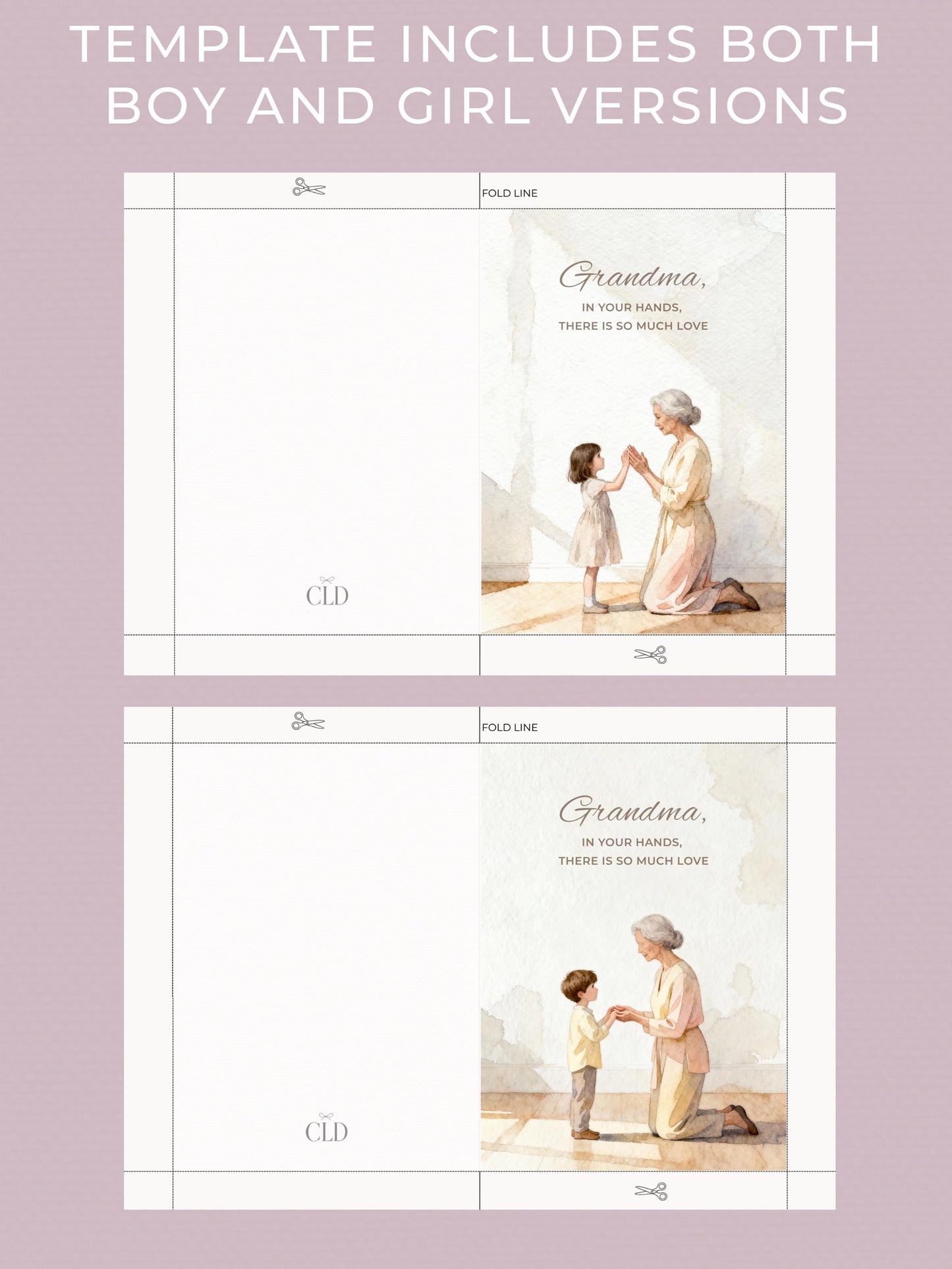 Grandmother’s Day Card (Printable, Editable Canva Template Digital Download) Grandma Gift From Grandkids, Foldable + Mobile Version