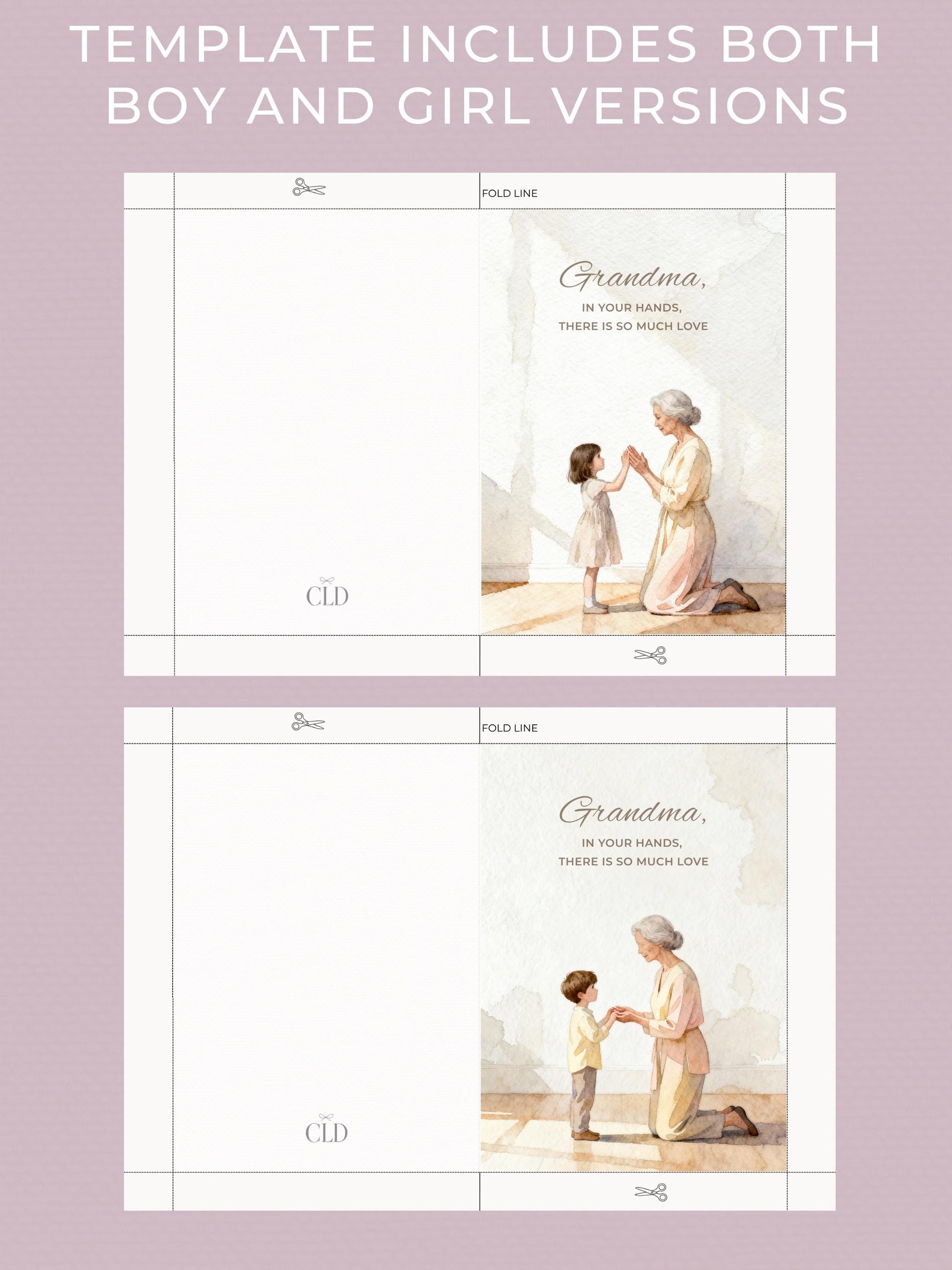 Grandmother’s Day Card (Printable, Editable Canva Template Digital Download) Grandma Gift From Grandkids, Foldable + Mobile Version