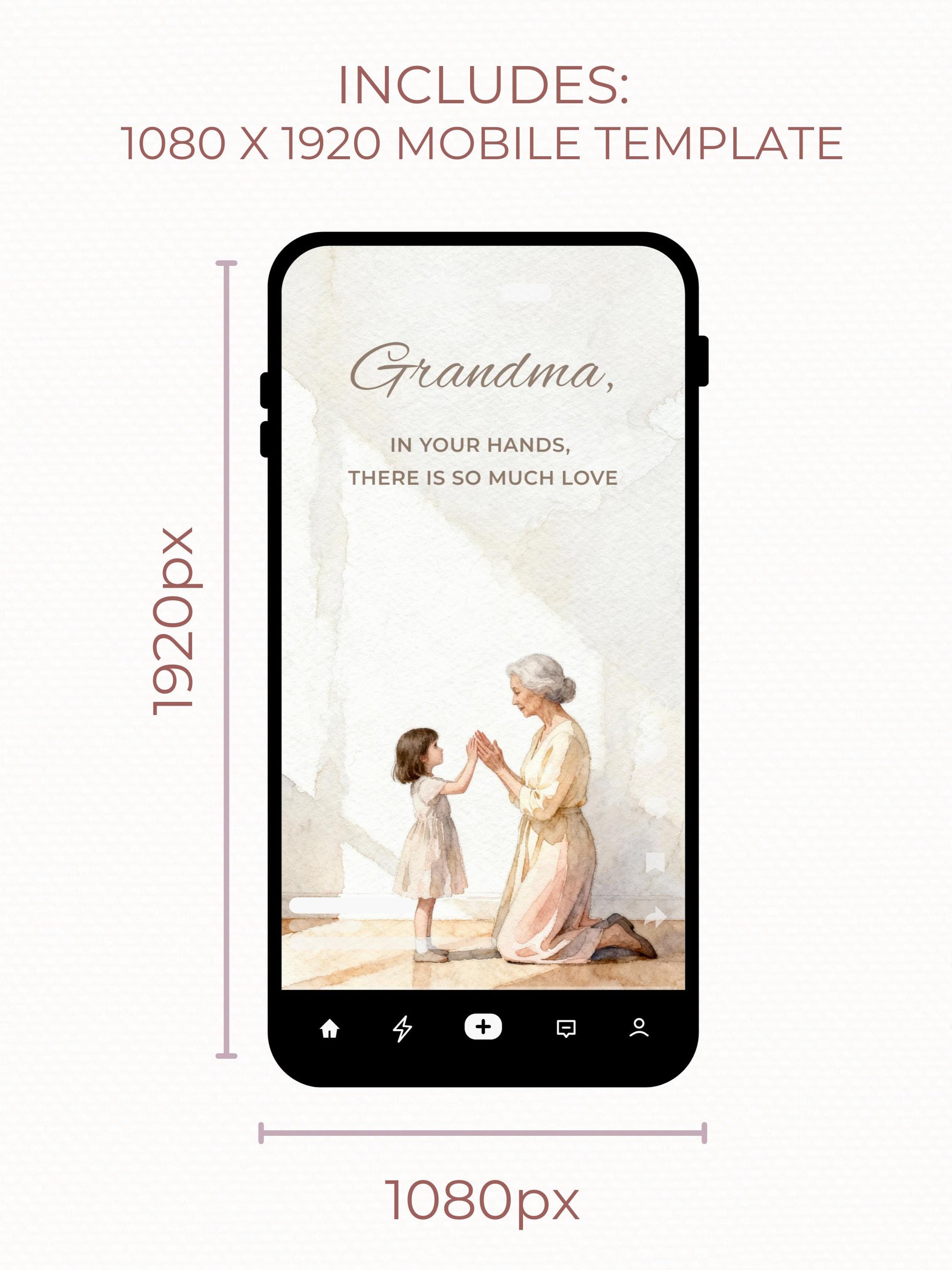 Grandmother’s Day Card (Printable, Editable Canva Template Digital Download) Grandma Gift From Grandkids, Foldable + Mobile Version