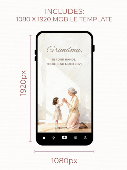 Grandmother’s Day Card (Printable, Editable Canva Template Digital Download) Grandma Gift From Grandkids, Foldable + Mobile Version