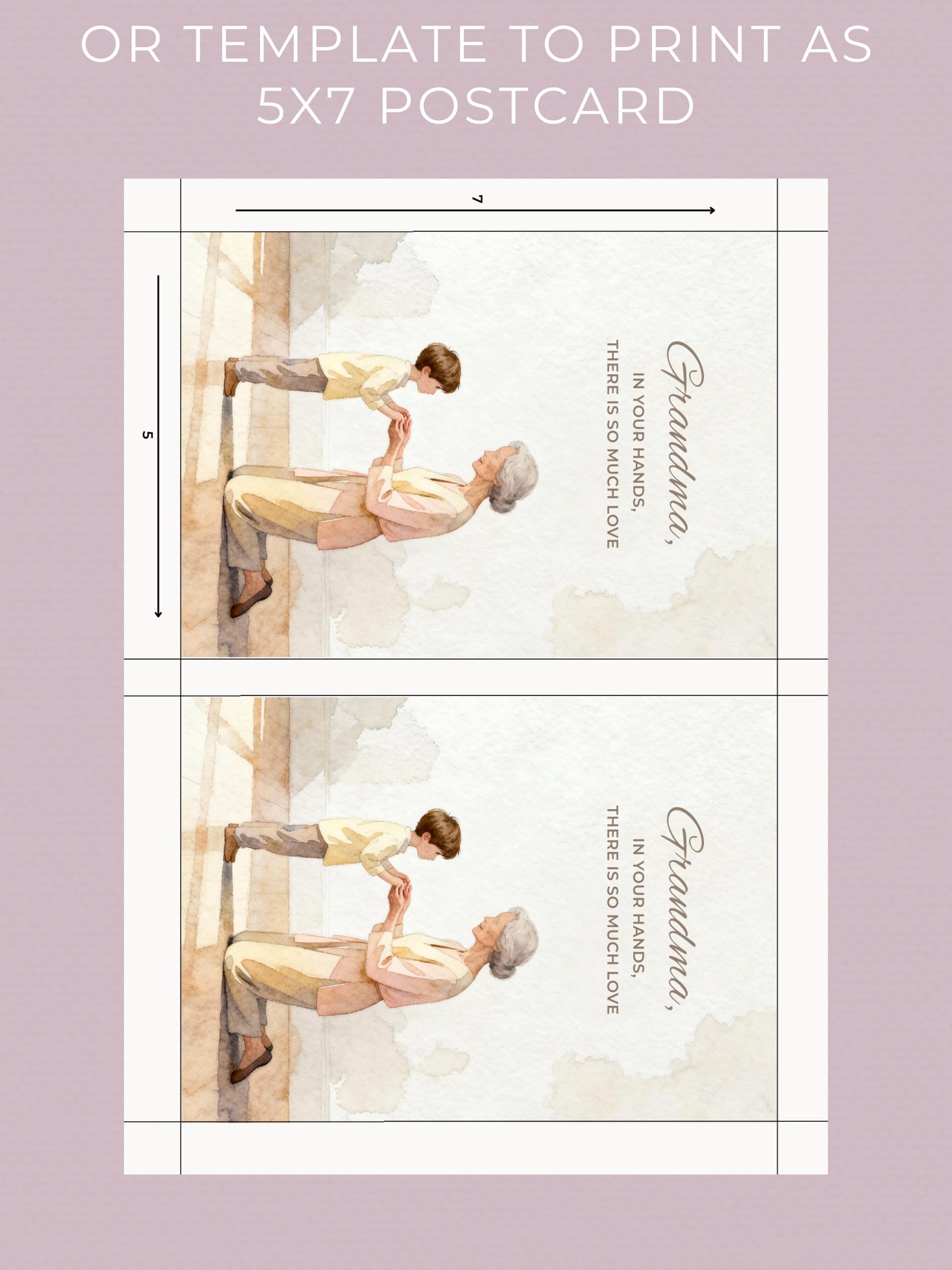 Grandmother’s Day Card (Printable, Editable Canva Template Digital Download) Grandma Gift From Grandkids, Foldable + Mobile Version