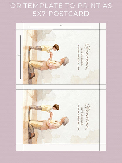 Grandmother’s Day Card (Printable, Editable Canva Template Digital Download) Grandma Gift From Grandkids, Foldable + Mobile Version