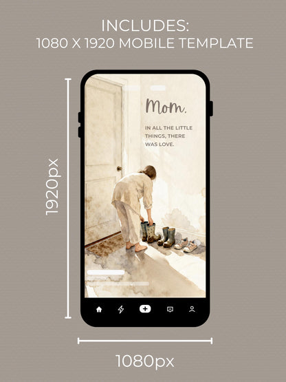 Mother’s Day Card Template (Printable & Digital Canva Editable Template- Instant Download) Foldable + Mobile