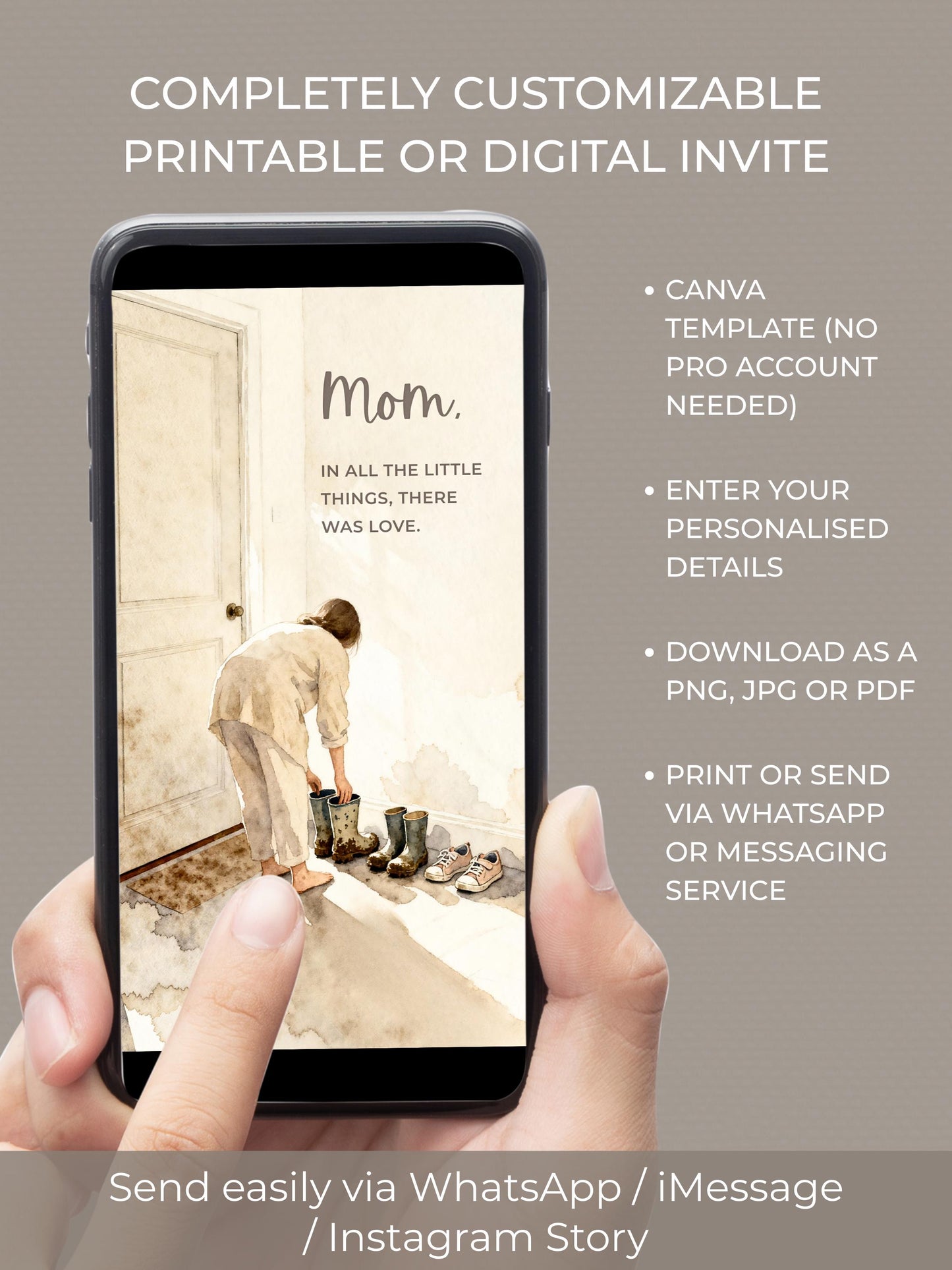 Mother’s Day Card Template (Printable & Digital Canva Editable Template- Instant Download) Foldable + Mobile