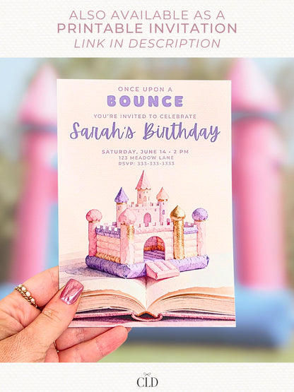 Animated Bouncy Castle Princess Birthday Evite - Custom Video Invitation - Girl Party Digital Invite (Instant Download Canva Template)