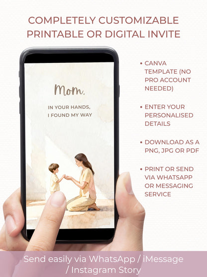 Mother’s Day Card - Printable & Digital Download - Boy + Girl Version (Instant Download Editable Canva Template) Foldable 5x7 + Postcard