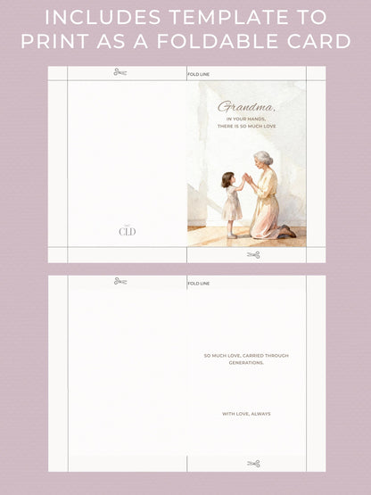 Grandmother’s Day Card (Printable, Editable Canva Template Digital Download) Grandma Gift From Grandkids, Foldable + Mobile Version