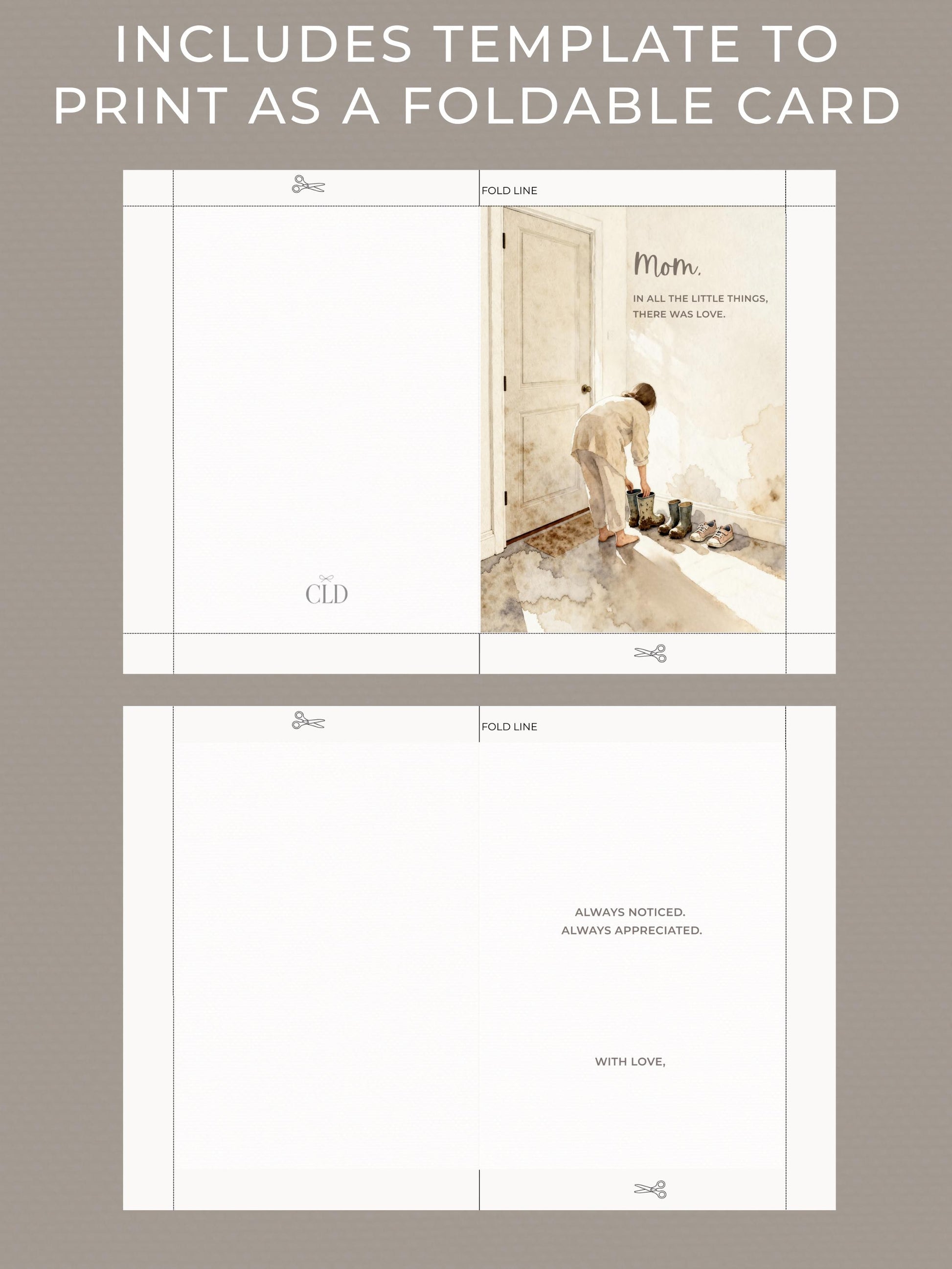 Mother’s Day Card Template (Printable & Digital Canva Editable Template- Instant Download) Foldable + Mobile