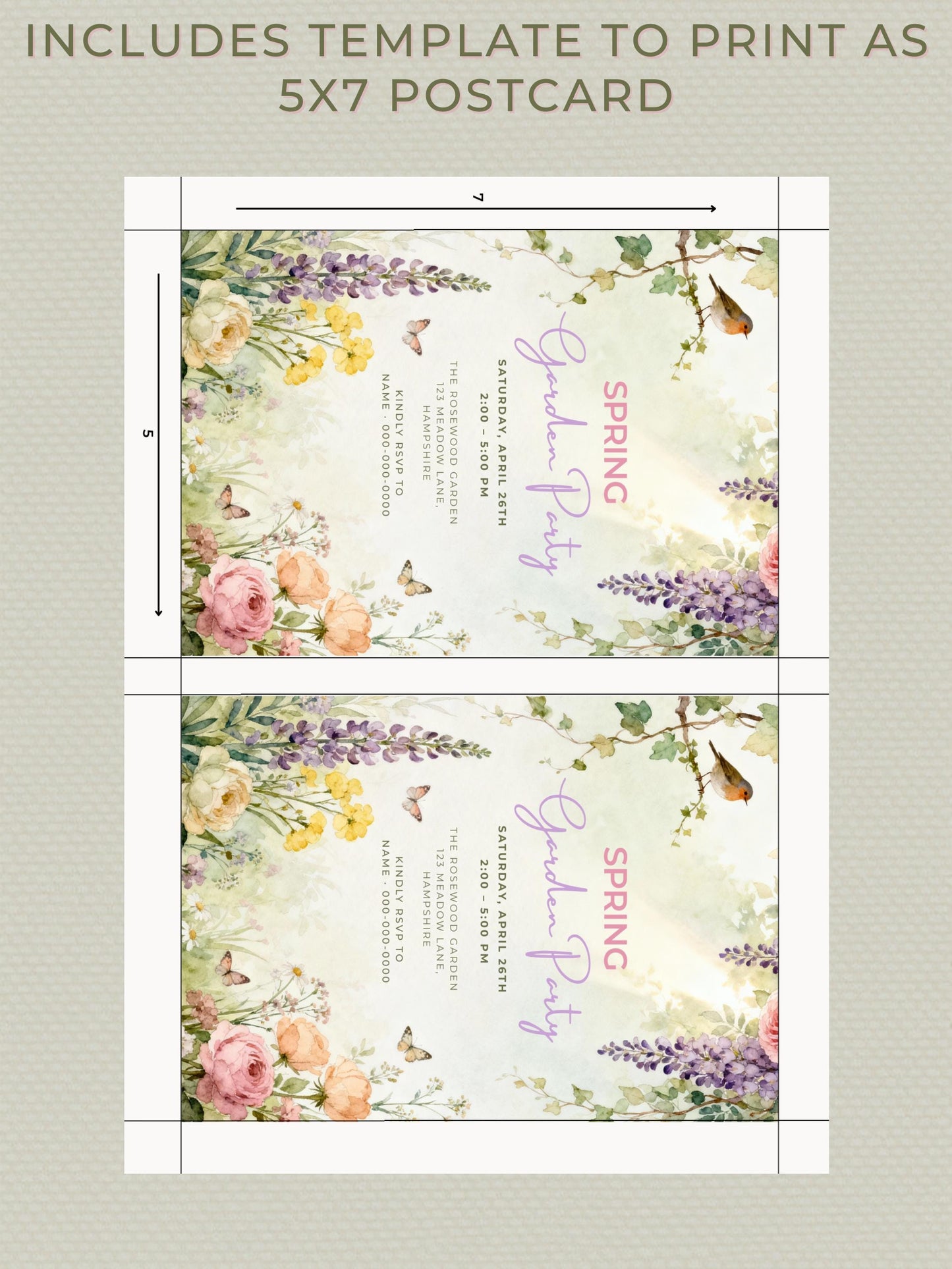 Printable Spring Garden Party Invite - Floral Brunch/Lunch Celebration Video Invitation (Editable Canva Digital Invite Evite)
