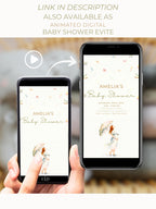 Printable Baby Shower Invitation- Watercolour Rain Toys Invite (Custom Instant Download Editable Canva Template) Digital Evite