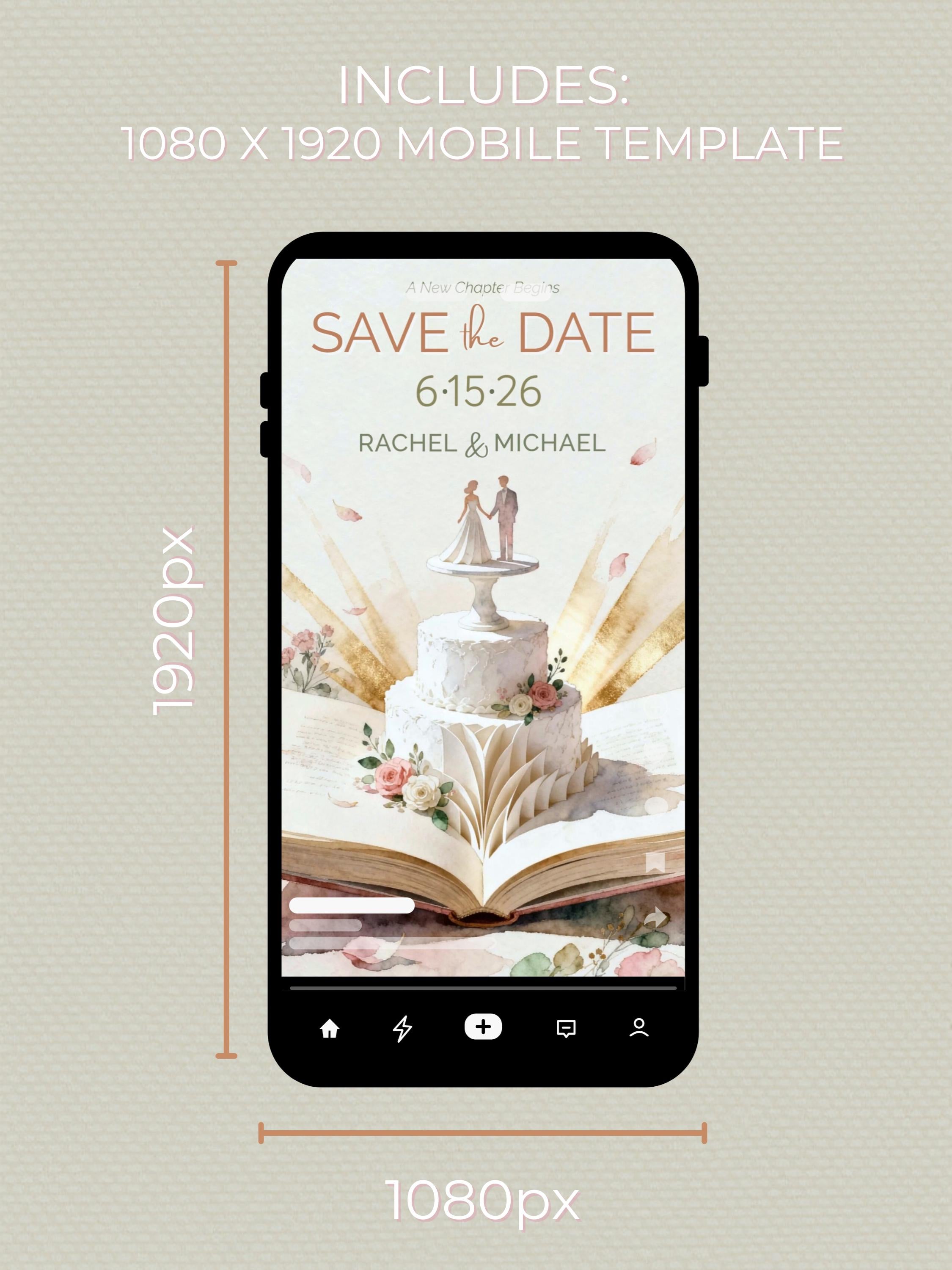 Storybook Save the Date Printable - Wedding Invitation 5x7 Card (Custom Instant Download Digital Canva Template Evite)