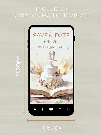 Storybook Save the Date Printable - Wedding Invitation 5x7 Card (Custom Instant Download Digital Canva Template Evite)
