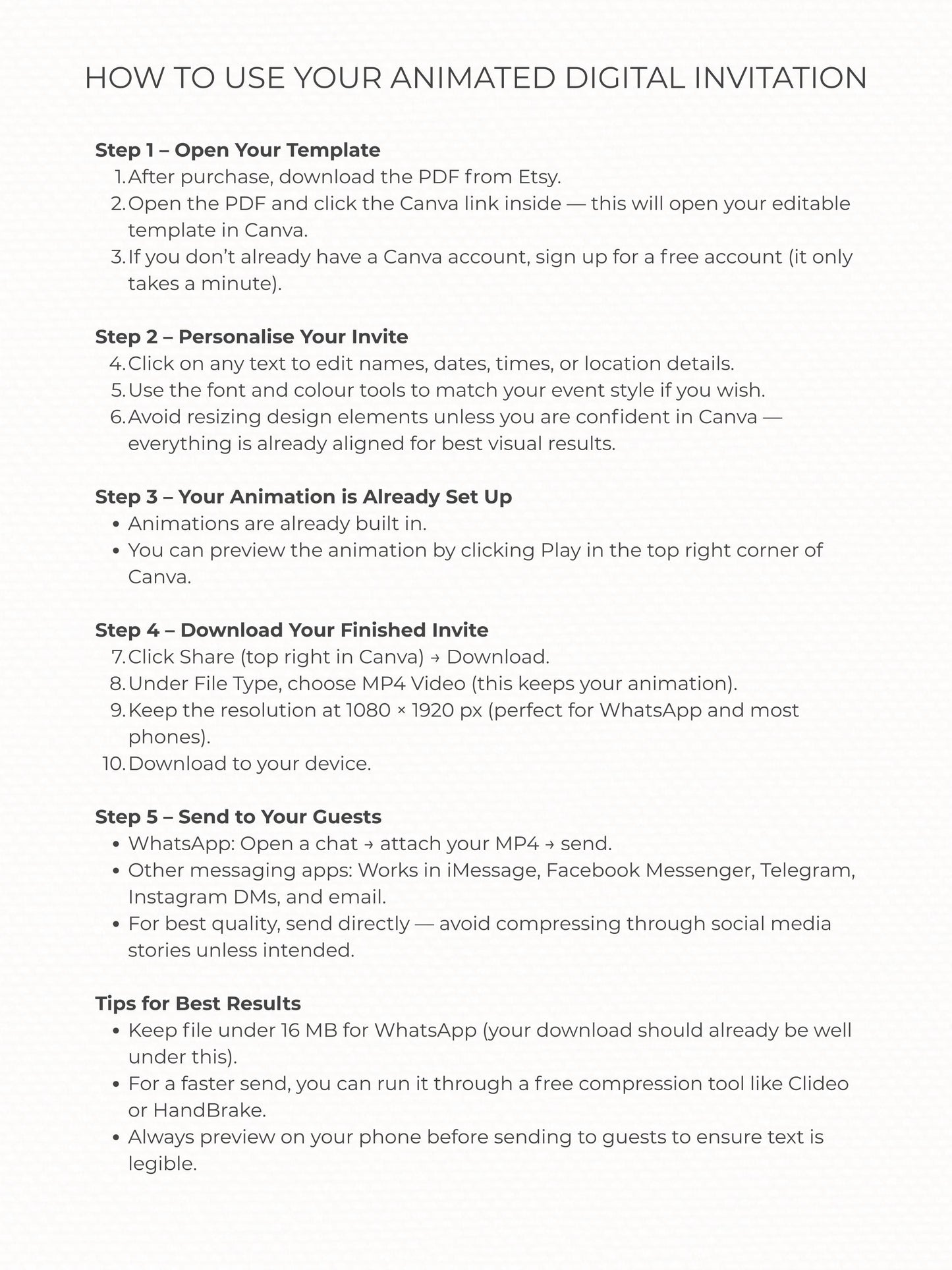 Animated Storybook Wedding Invitation, Digital Video Invite with Details Page, Editable Canva Template, Romantic Book Opening Evite