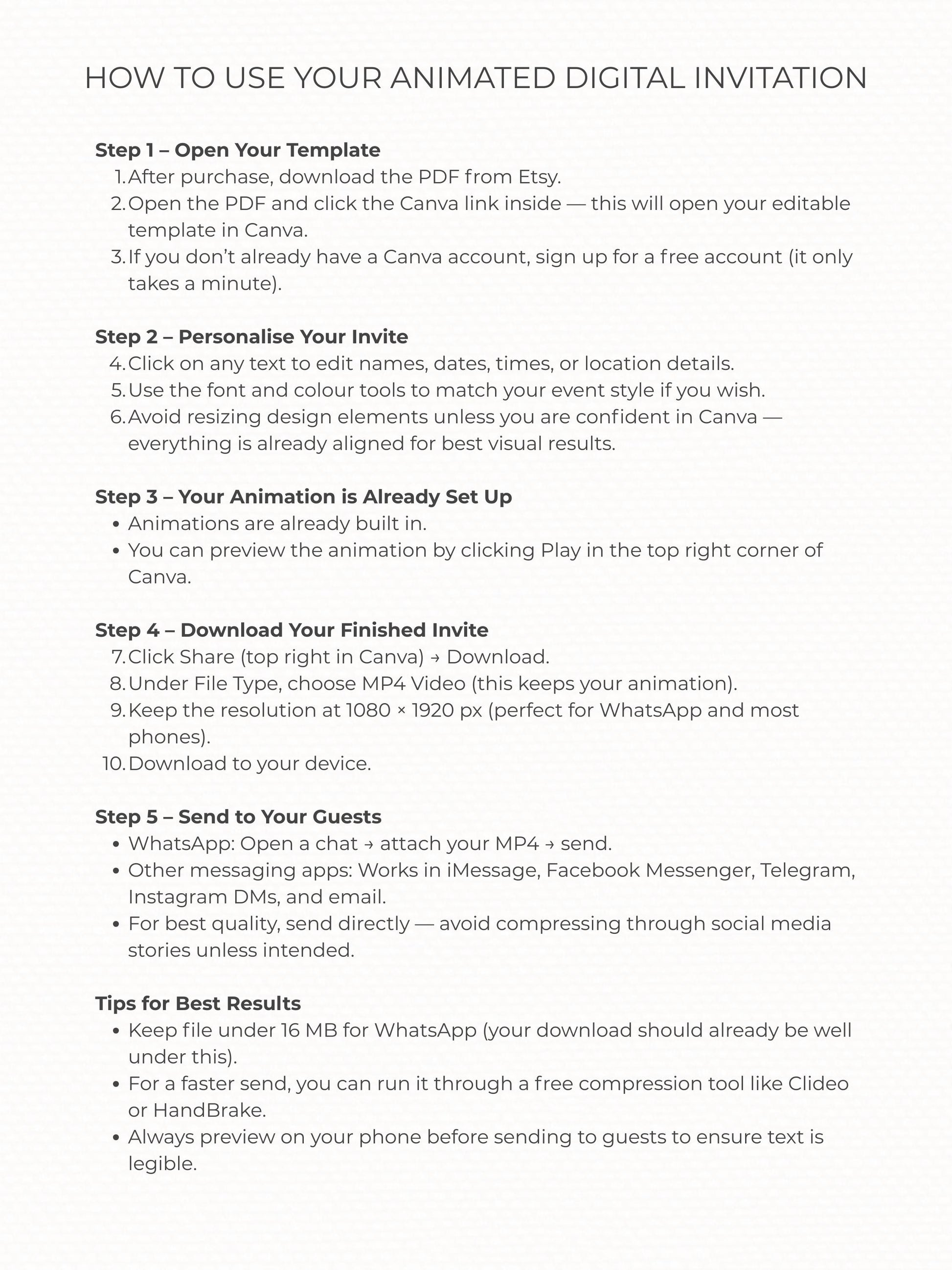 Animated Storybook Wedding Invitation, Digital Video Invite with Details Page, Editable Canva Template, Romantic Book Opening Evite