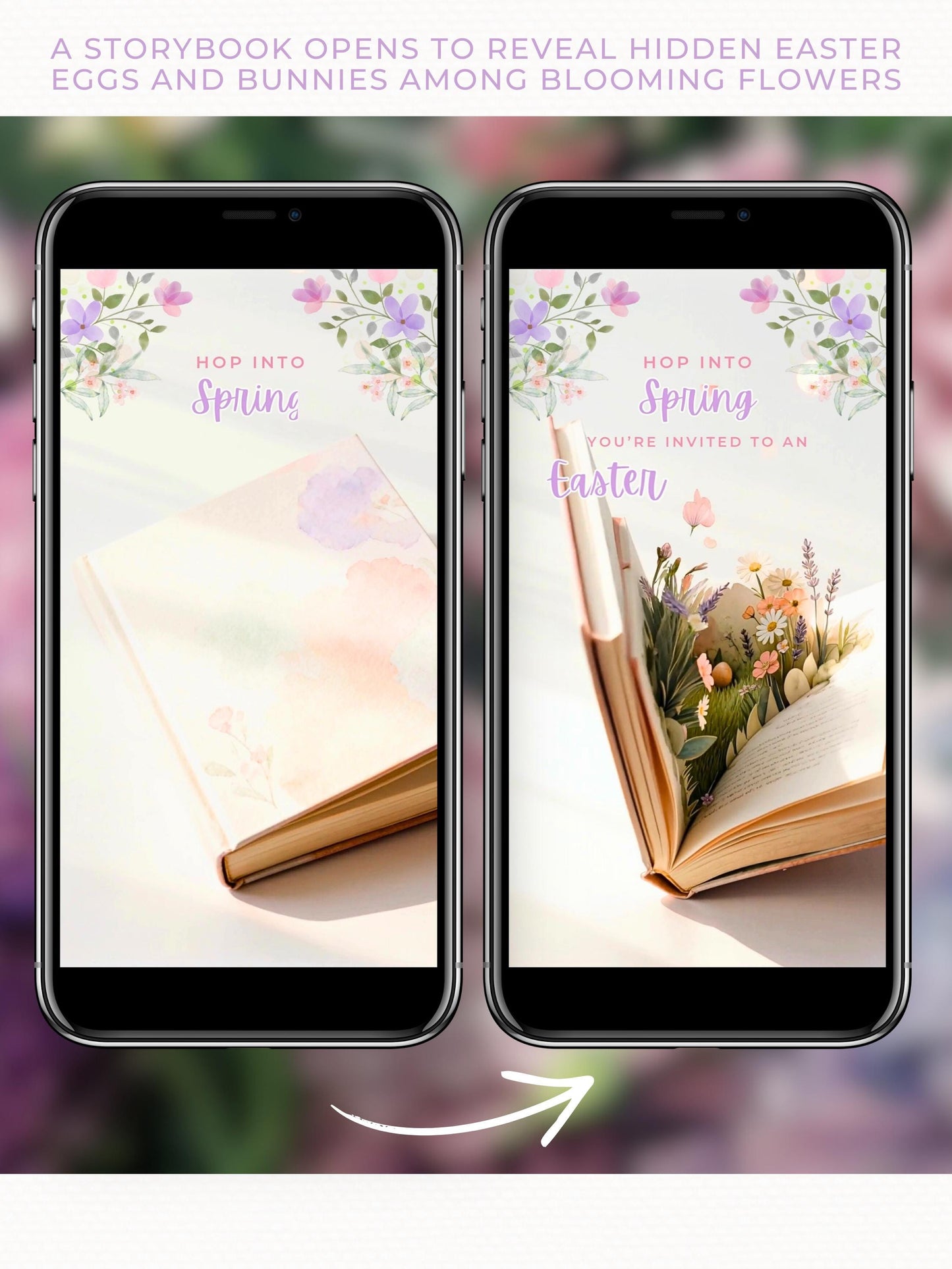 Animated Easter Egg Hunt Invitation - Spring Storybook Evite (Editable Kids Party Canva Digital Template Invite)