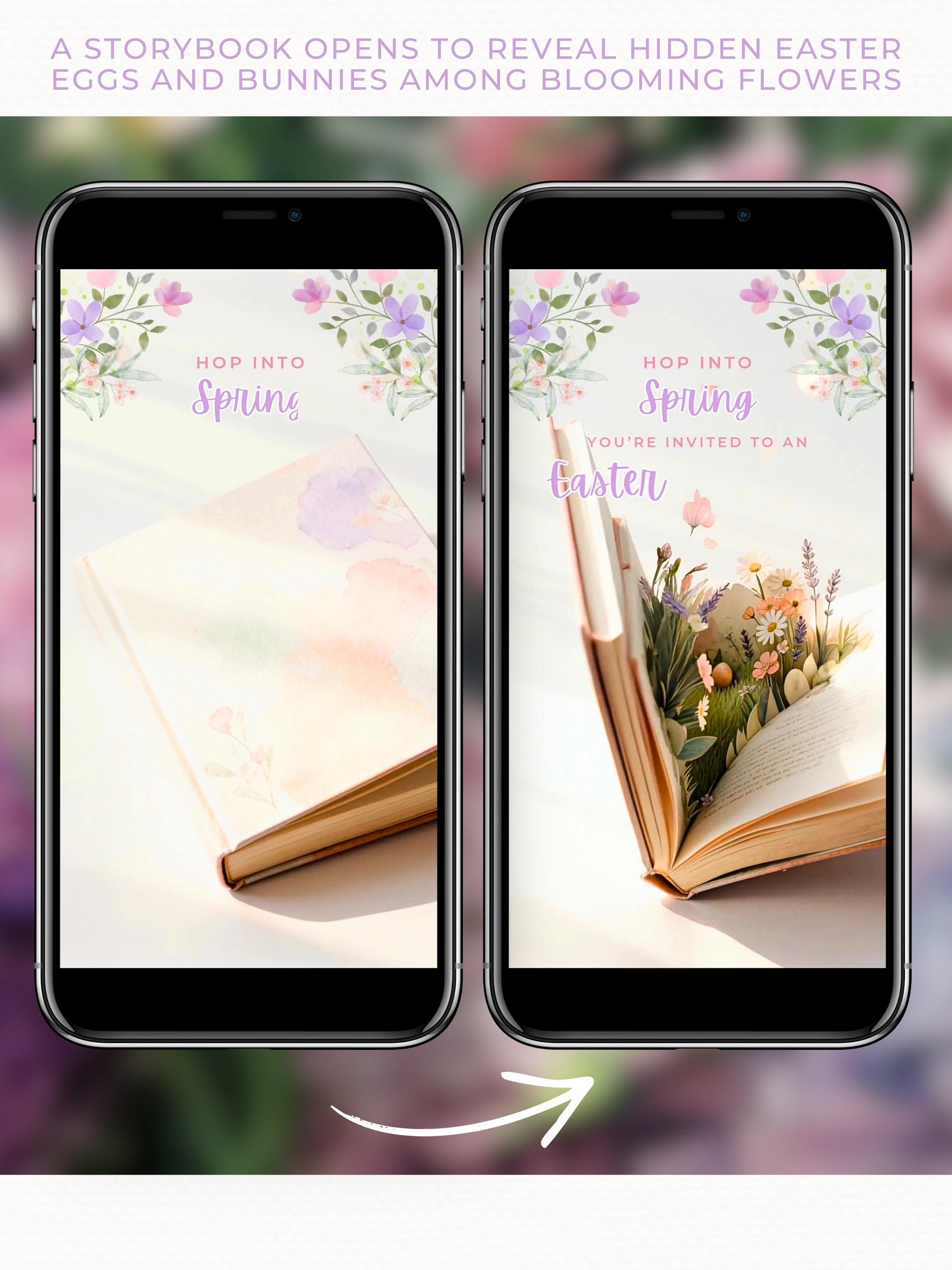 Animated Easter Egg Hunt Invitation - Spring Storybook Evite (Editable Kids Party Canva Digital Template Invite)