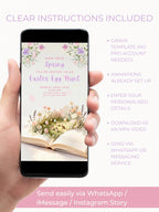 Animated Easter Egg Hunt Invitation - Spring Storybook Evite (Editable Kids Party Canva Digital Template Invite)