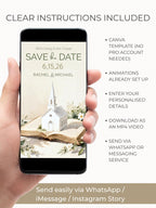 Animated Storybook Save the Date Video - “We’re Going to the Chapel” Digital Wedding Announcement (Editable Canva Template)