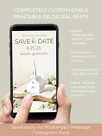 Printable Storybook Save the Date Card- “We’re Going to the Chapel” Digital Wedding Announcement (Editable Canva Template)