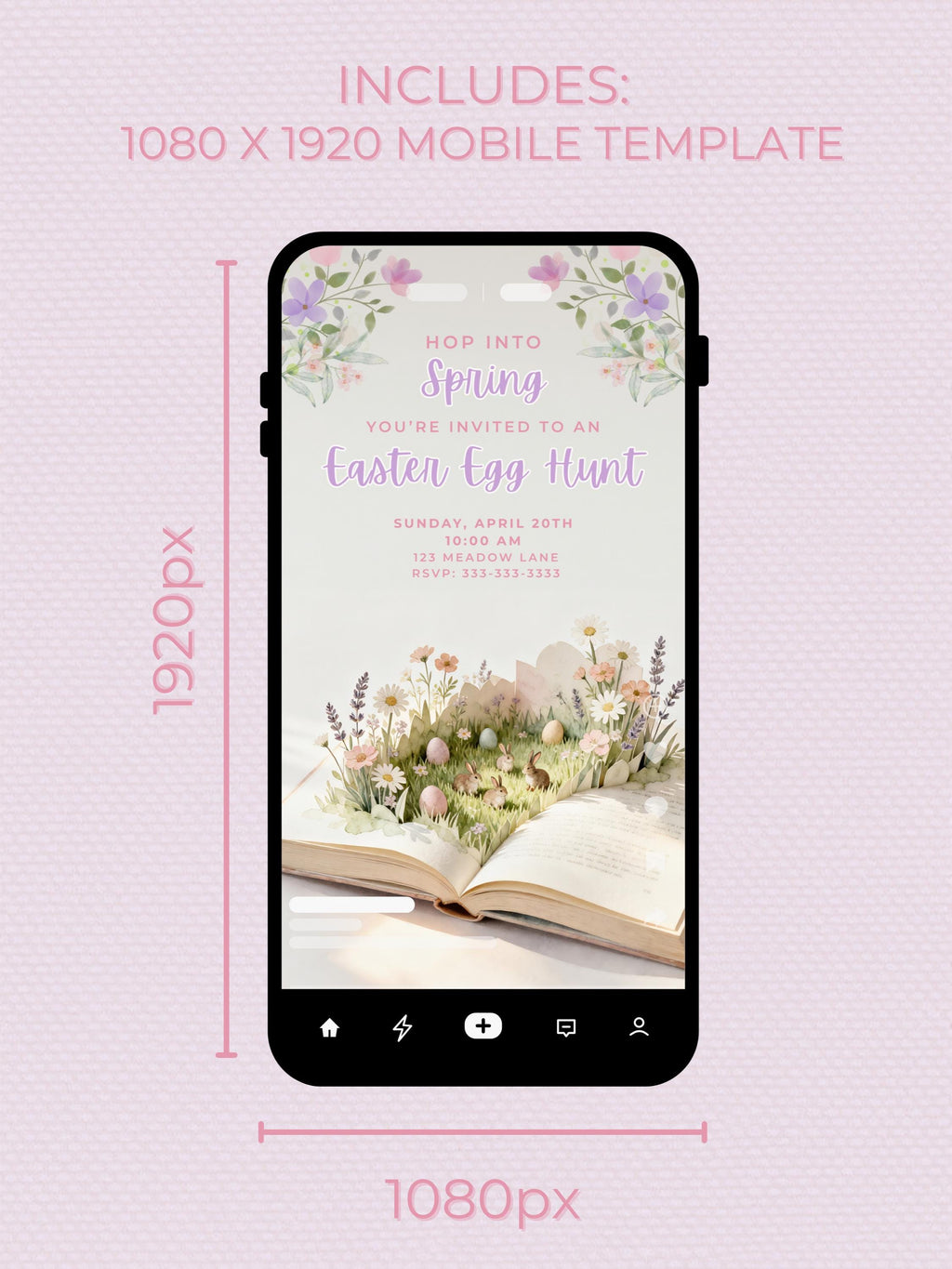 Printable Easter Egg Hunt Invitation - Spring Storybook Bunnies Evite (Editable Kids Party Canva Digital Template Invite)