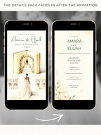 Animated Storybook Wedding Invitation Video, Romantic Book Opening Aisle Scene with Illustrated Couple, Editable Canva Evite