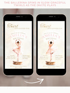 Animated Ballerina Birthday Invitation-Dance Kids Party Invite (Custom Instant Download Canva Template) Elegant Music Box Video Evite