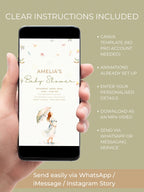 Animated Baby Shower Evite - Watercolour Rain Toys Invitation (Custom Instant Download Editable Canva Template) Digital Video Invite