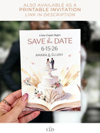 Animated Storybook Save the Date Video, Wedding Cake Reveal Evite (Editable Canva Template Romantic Digital Invitation)