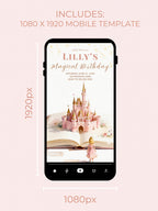 Printable Blonde Princess Birthday Invitation - Custom Storybook Castle Girls Party Invite (Instant Download Editable Canva Template)