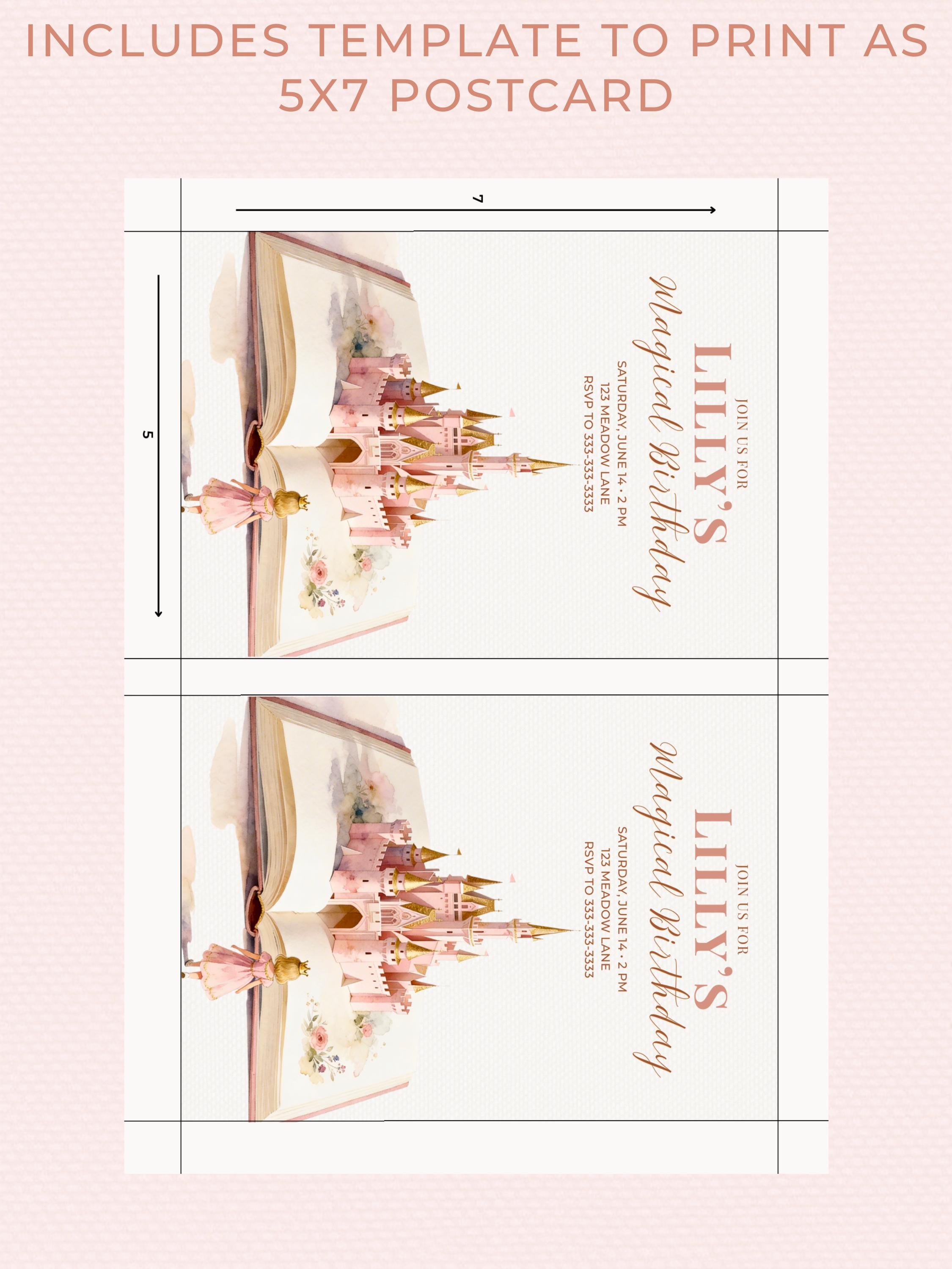 Printable Blonde Princess Birthday Invitation - Custom Storybook Castle Girls Party Invite (Instant Download Editable Canva Template)