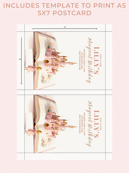 Printable Blonde Princess Birthday Invitation - Custom Storybook Castle Girls Party Invite (Instant Download Editable Canva Template)